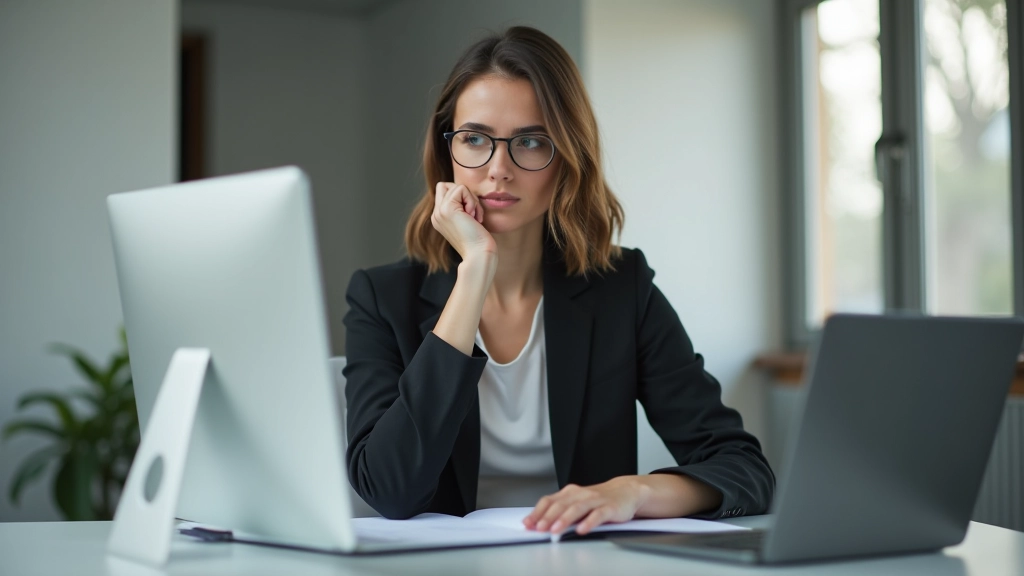 Fokussierte Fachfrau bei konzentrierter Arbeit in modernem Büroumfeld